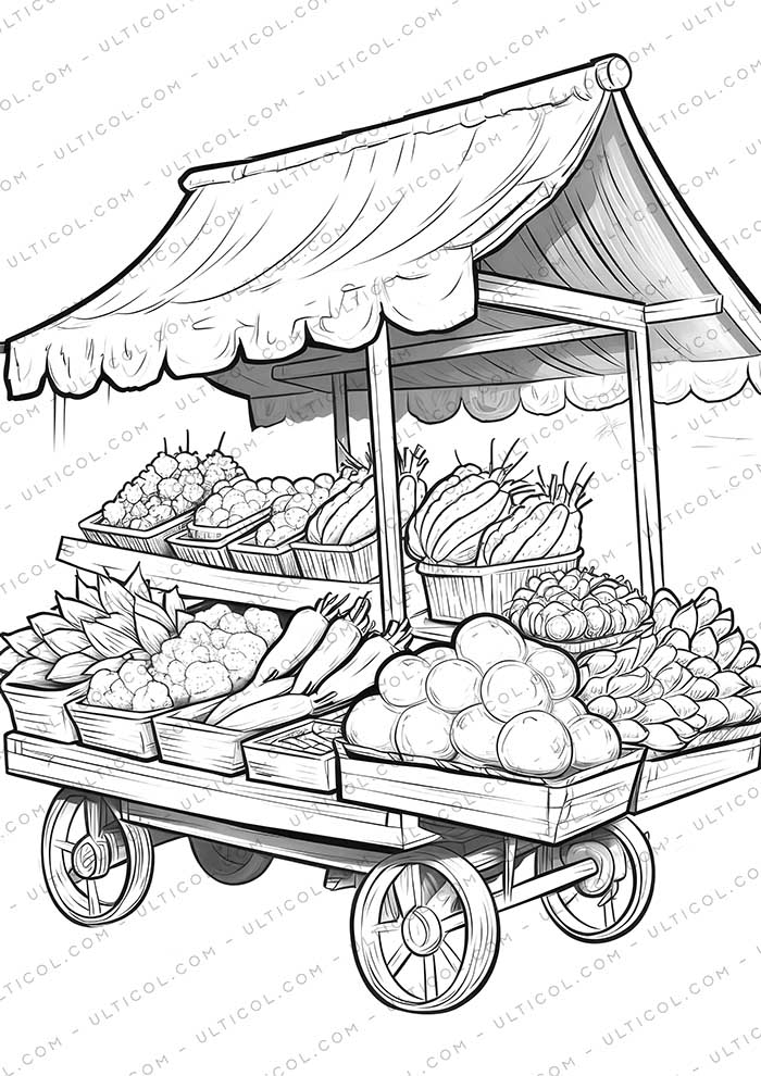 Cabbage and Vegetables Grayscale Coloring Pages
