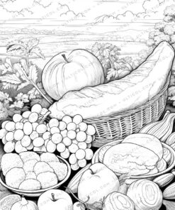 Cabbage and Vegetables Grayscale Coloring Pages