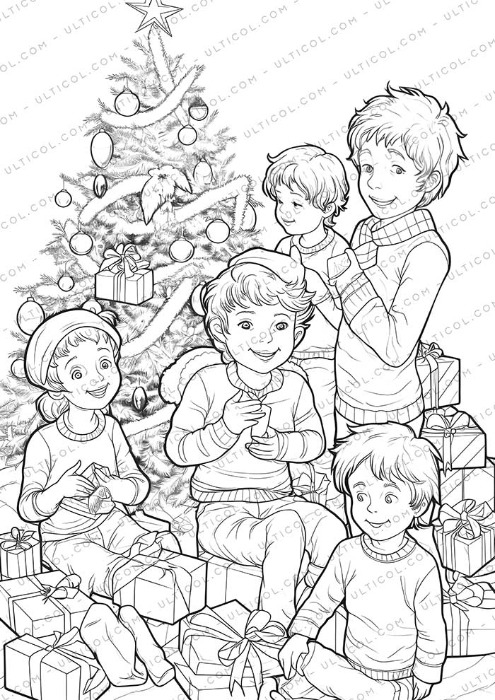 Christmas Grayscale Coloring Pages