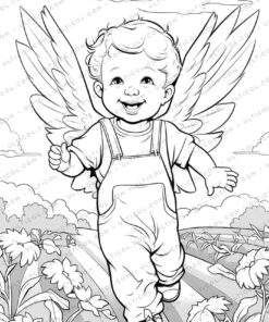 Angel Baby Cute Grayscale Coloring Pages