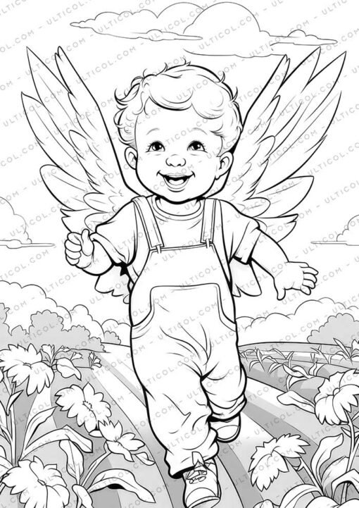 Angel Baby Cute Grayscale Coloring Pages