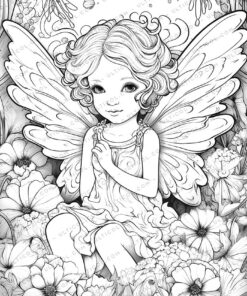 Angel Baby Cute Grayscale Coloring Pages