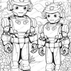 Military Robot Grayscale Coloring Pages