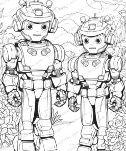 Military Robot Grayscale Coloring Pages