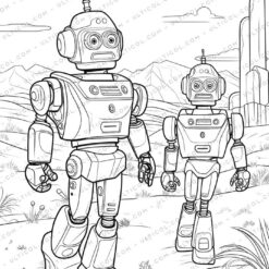 Medical Robot Grayscale Coloring Pages