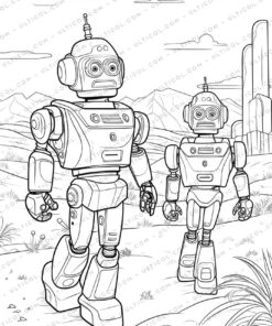 Medical Robot Grayscale Coloring Pages