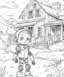 Medical Robot Grayscale Coloring Pages