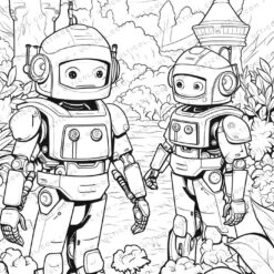 Military Robot Grayscale Coloring Pages