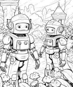 Military Robot Grayscale Coloring Pages