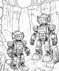Playful Robot Grayscale Coloring Pages