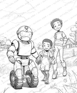 Medical Robot Grayscale Coloring Pages