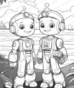 Medical Robot Grayscale Coloring Pages