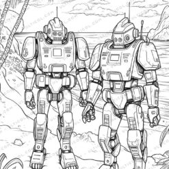 Medical Robot Grayscale Coloring Pages