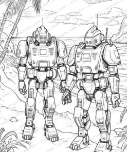 Medical Robot Grayscale Coloring Pages
