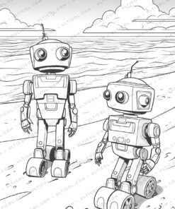 Playful Robot Grayscale Coloring Pages