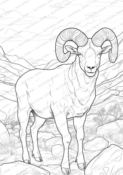 Goat Grayscale Coloring Pages