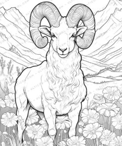 Goat Grayscale Coloring Pages