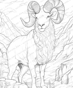 Goat Grayscale Coloring Pages