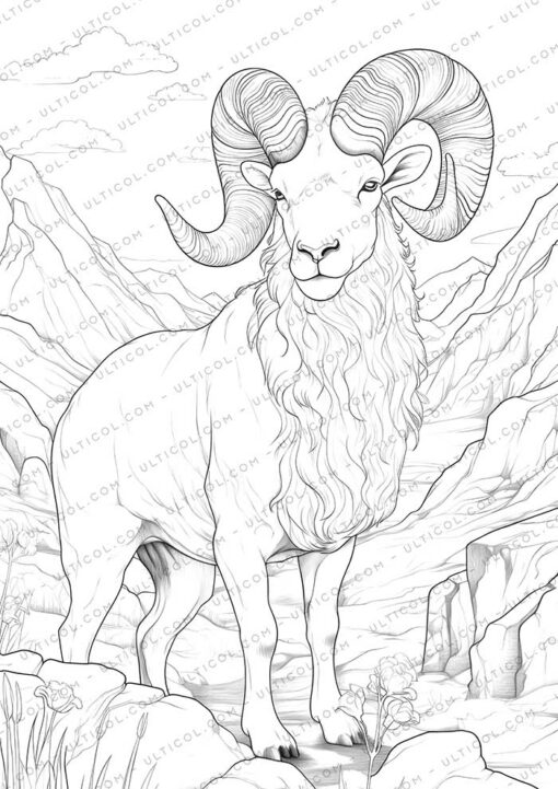 Goat Grayscale Coloring Pages