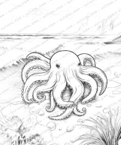 Sea Animal Grayscale Coloring Pages