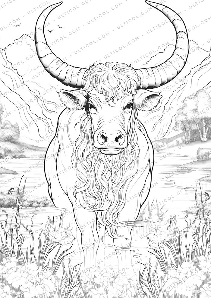 Buffalo Grayscale Coloring Pages