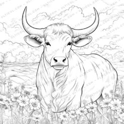 Cute Buffalo Grayscale Coloring Pages