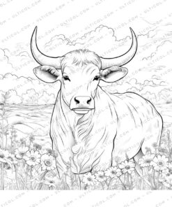Cute Buffalo Grayscale Coloring Pages