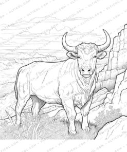 Cute Buffalo Grayscale Coloring Pages