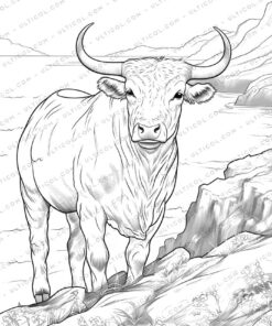 Cute Buffalo Grayscale Coloring Pages