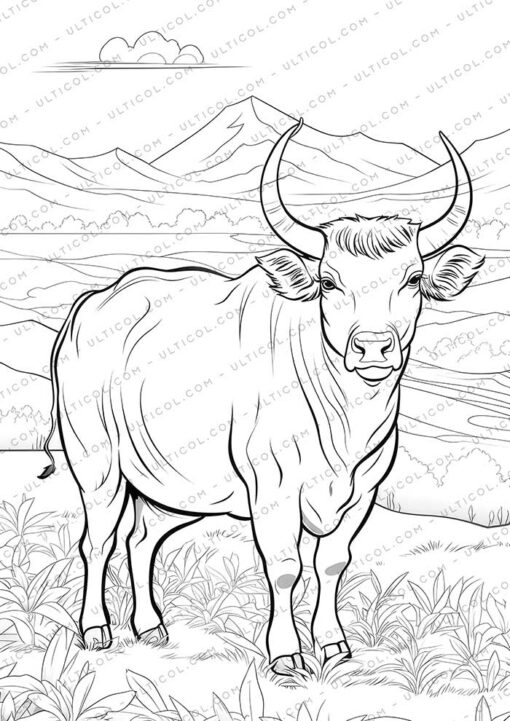 Cute Buffalo Grayscale Coloring Pages
