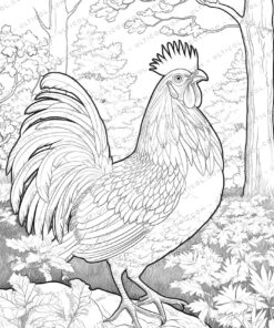 Chicken Grayscale Coloring Pages