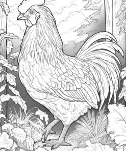 Chicken Grayscale Coloring Pages