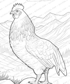 Farmland Chicken Grayscale Coloring Pages