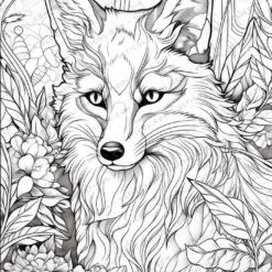 Fox Grayscale Coloring Pages