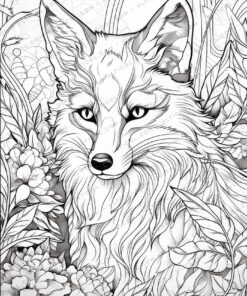 Fox Grayscale Coloring Pages