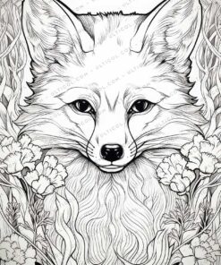 Fox Grayscale Coloring Pages