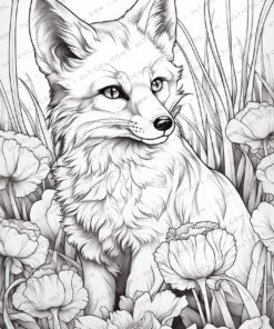 Fox Grayscale Coloring Pages