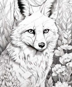 Fox Grayscale Coloring Pages