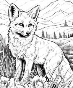 Fox Grayscale Coloring Pages