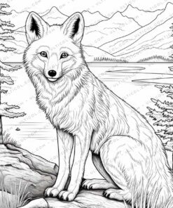 Fox Grayscale Coloring Pages