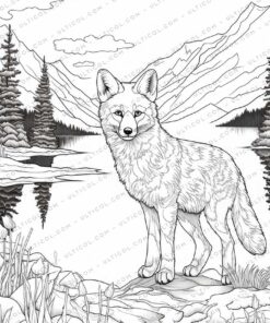 Fox Grayscale Coloring Pages