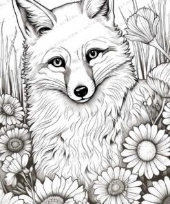 Fox Grayscale Coloring Pages