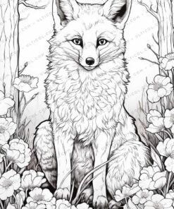 Fox Grayscale Coloring Pages