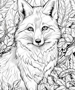 Fox Grayscale Coloring Pages