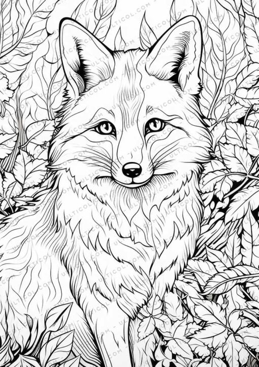 Fox Grayscale Coloring Pages