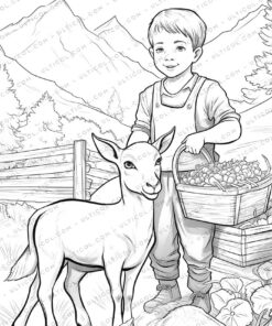 Farm Animals Grayscale Coloring Pages
