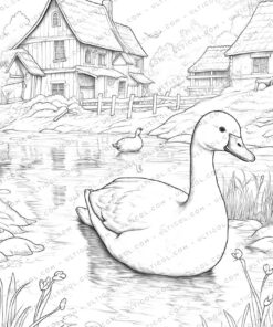 Farm Animals Grayscale Coloring Pages