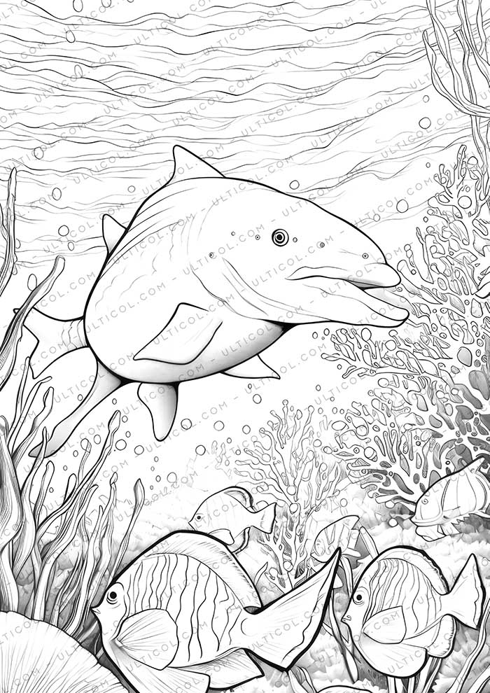 Sea Animal Grayscale Coloring Pages