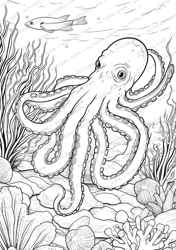 Sea Animal Grayscale Coloring Pages