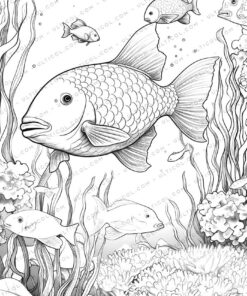 Sea Animal Grayscale Coloring Pages